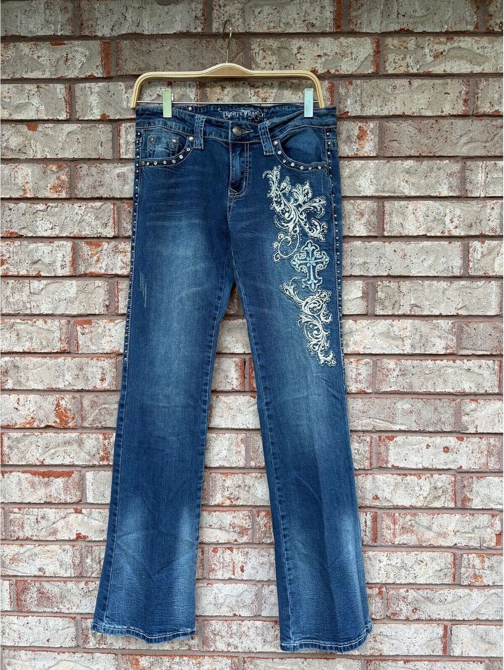 Montana West Trinity Ranch Embroidered/Rhinestone Jeans Size 7